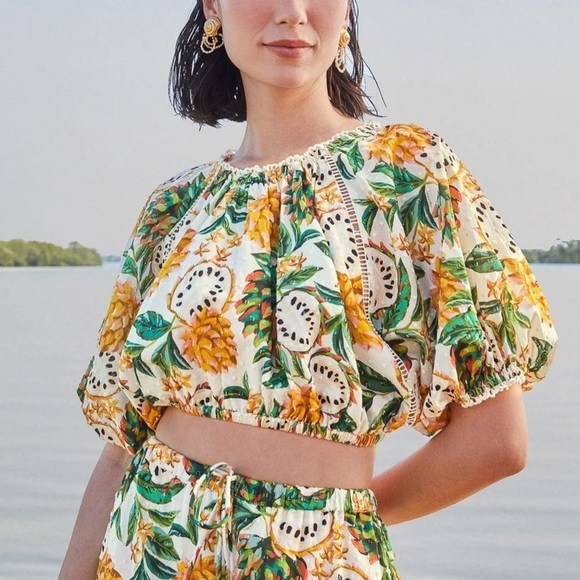 FARM Rio Tops - FARM RIO Biriba Off-White Cropped Blouse